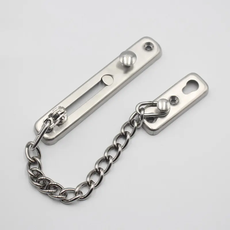 304 Stainless Steel Door Chain Lock Set - 1pc Door Security Spring Lock with Anti-Theft Mechanism, Heavy-Duty Polished Latch, Screw Guard Add-On for Home Use