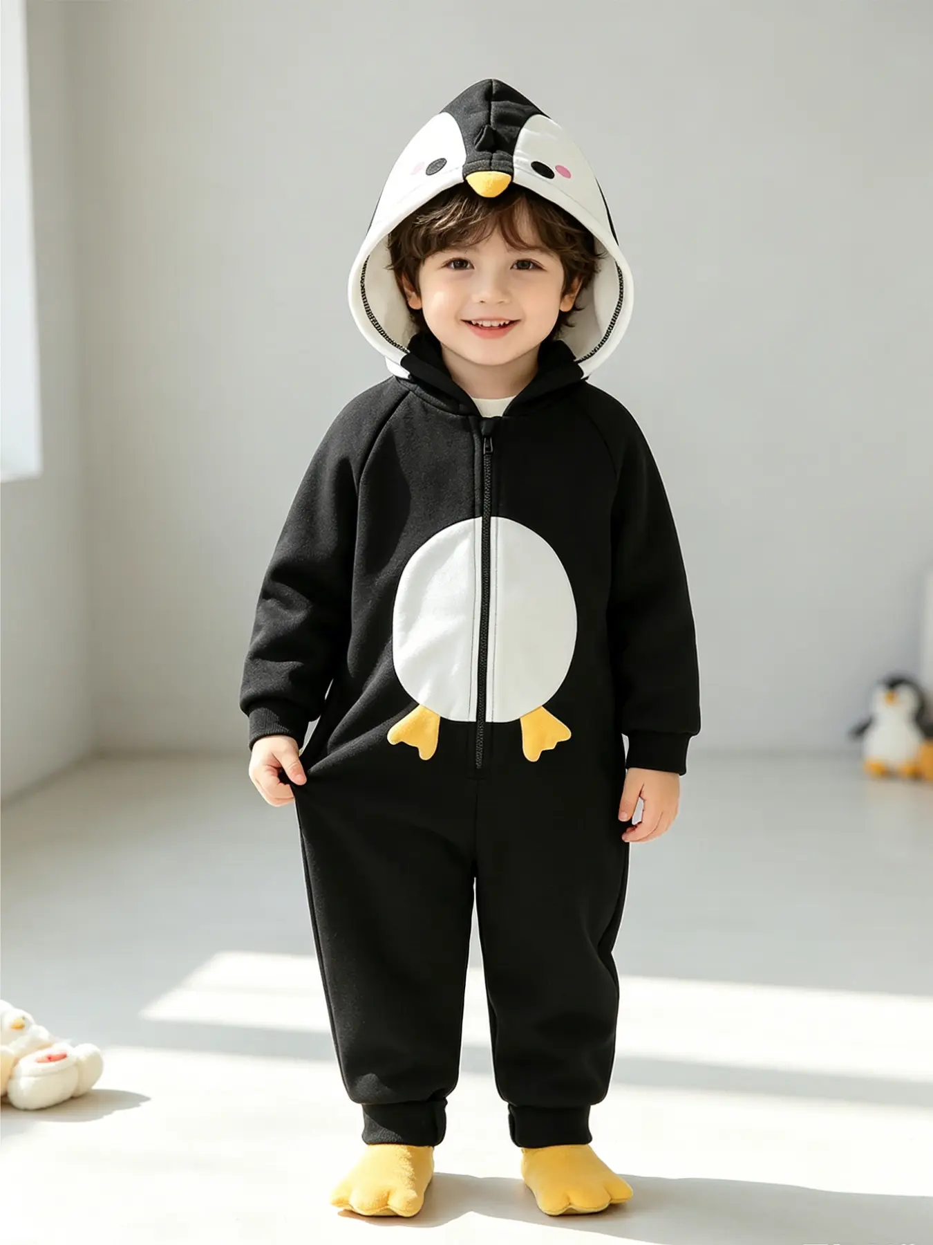 Adorable Penguin Hoodie For Boys And Girls - New Winter/ Autumn Kids' Onesie - Soft And Comfortable, Warm - Suitable For Daily/Winter Outings/Photography At Home/ Casual Fashion Multi-Purpose #Ideal Gift Choice# Good Product Sharing