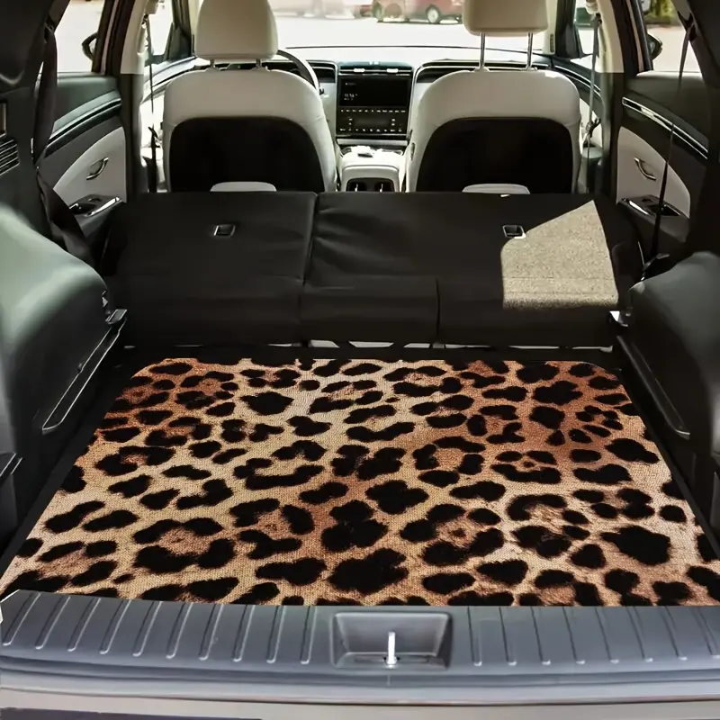 [Leopard Print Car Trunk Liner] Leopard Print Durable Car Trunk Liner - Vehicle Carpet, Car Interior Mat, Trunk Mats Suitable for Cars, SUVs, Outdoor Travel, Christmas Gift