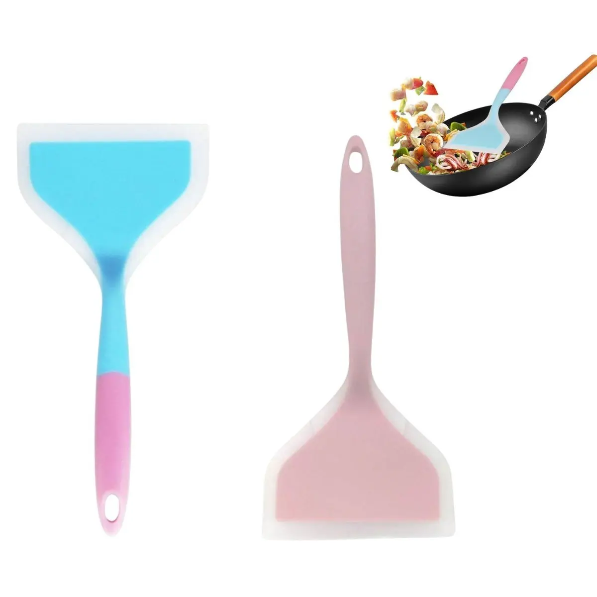 Silicone Wide-Edge Spatula, Non-Stick Flexible Turnover Tool, Ideal for Omelets, Pancakes, Fish, Kitchen Utensils, Cooking Gear
