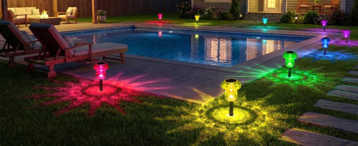Solar Pathway Lights Outdoor 8 Pack Mushroom Garden Lights Waterproof Solar Powered Yard Lighting for Landscape, Driveway, Path, Walkway, Patio, Outside Garden Decorations, Color Changing