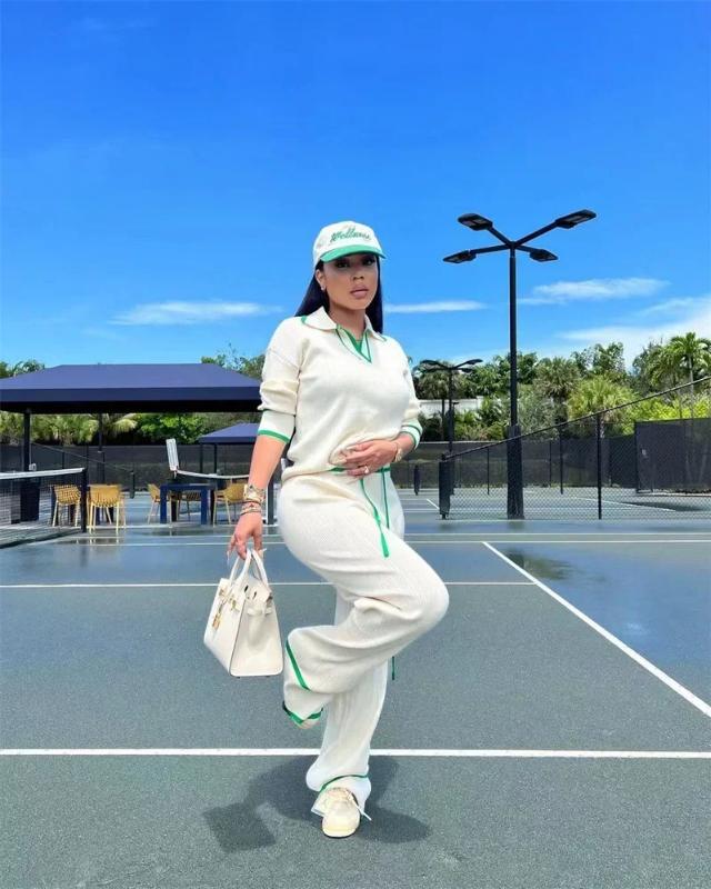 two-piece set woman Autumn Winter Knitting Casual Tracksuit for Women Two Piece Set Sportwear Striped Sweater Top and Wide Leg Pants Jogging Femme Clothes Fitted Womenswear Check Light