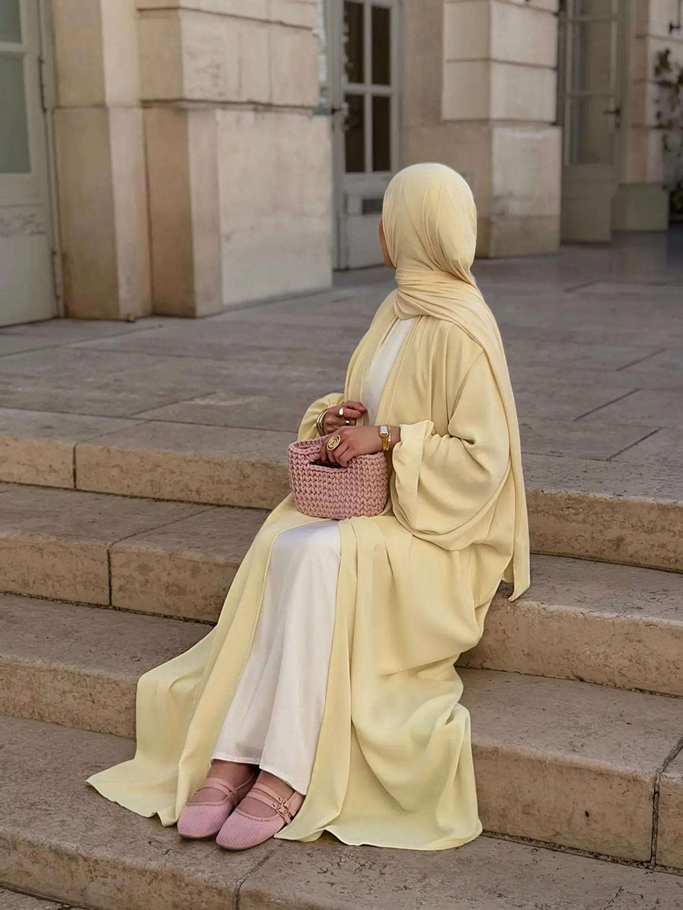 Middle Eastern Elegant Women's Long Robe, Soft Satin Sheen Muslim Abaya, Islamic Modesty Clothes, Arabic Dress with Headscarf Included, Loose Fit, All Seasons