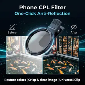 Phone Cpl Polarizing Filter, High-Definition Coating, Water Reflection Reduction, 52mm Cpl Lens Hood + Mount, Perfect for Photography