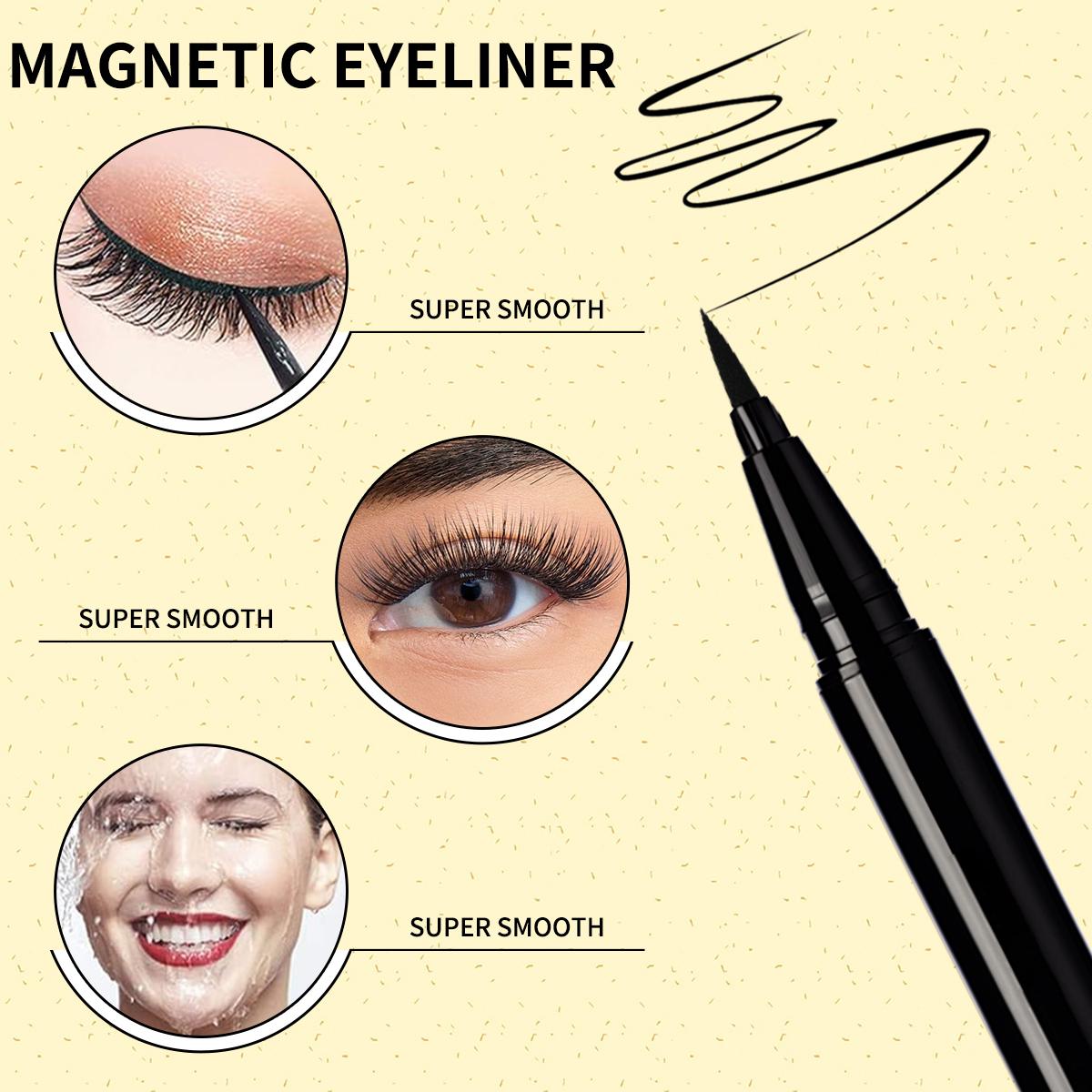 Magnetic Eyelashes with Applicator, 1 Box Reusable No Glue Needed False Eyelashes with Eyeliner & Applicator, Eye Makeup Product for Women, Cosmetic, Lashes, Eyelashes, Glueless Lashes