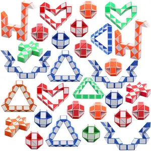 30 Pack 24 Blocks Magic Speed Cubes, Mini Snake Cube, Mini Plastic Puzzle Cube Toy for Kids Party Bag Fillers, Party Supplies, Random Colorfidget toys