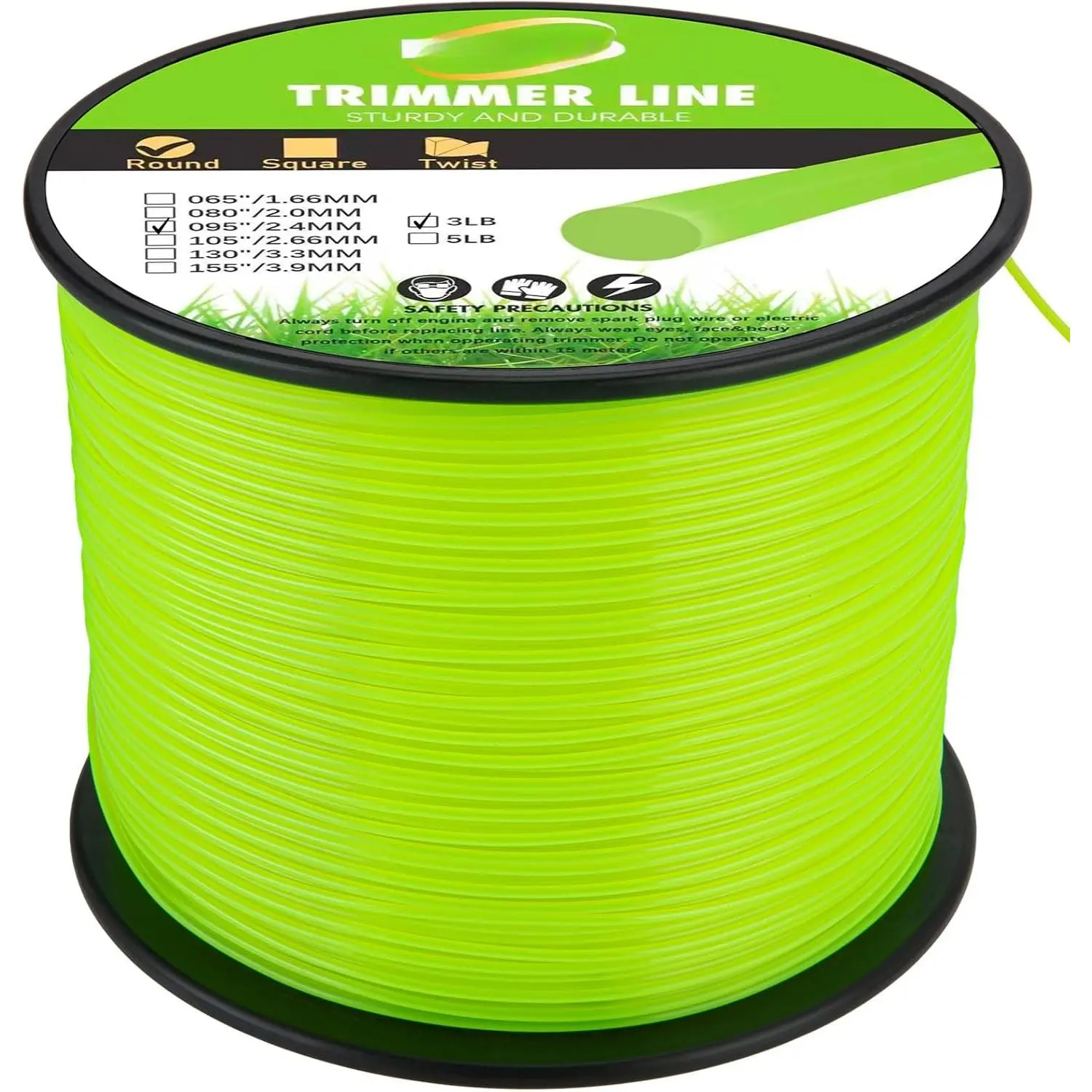 095 Trimmer Line Heavy Duty, Weed Eater String .095, String Trimmer Line .095, Weed Eater Line .095, Trimmer String .095In-880Ft-3Lb Weedeater Line .095 Fits  String Trimmers(Round)