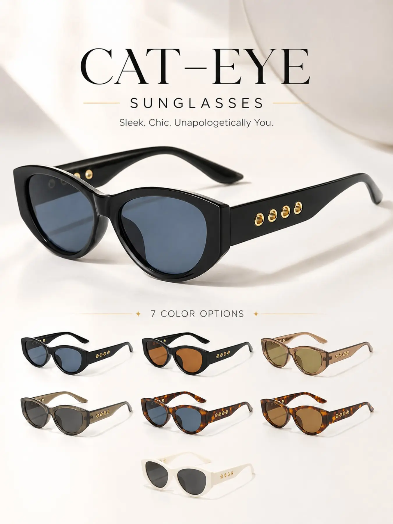 European and American Style Cat Eye Sunglasses for Women, UV Protection, Slimming Face Shape, Unisex Fashion Eyewear, Trendy Casual Sunglasses