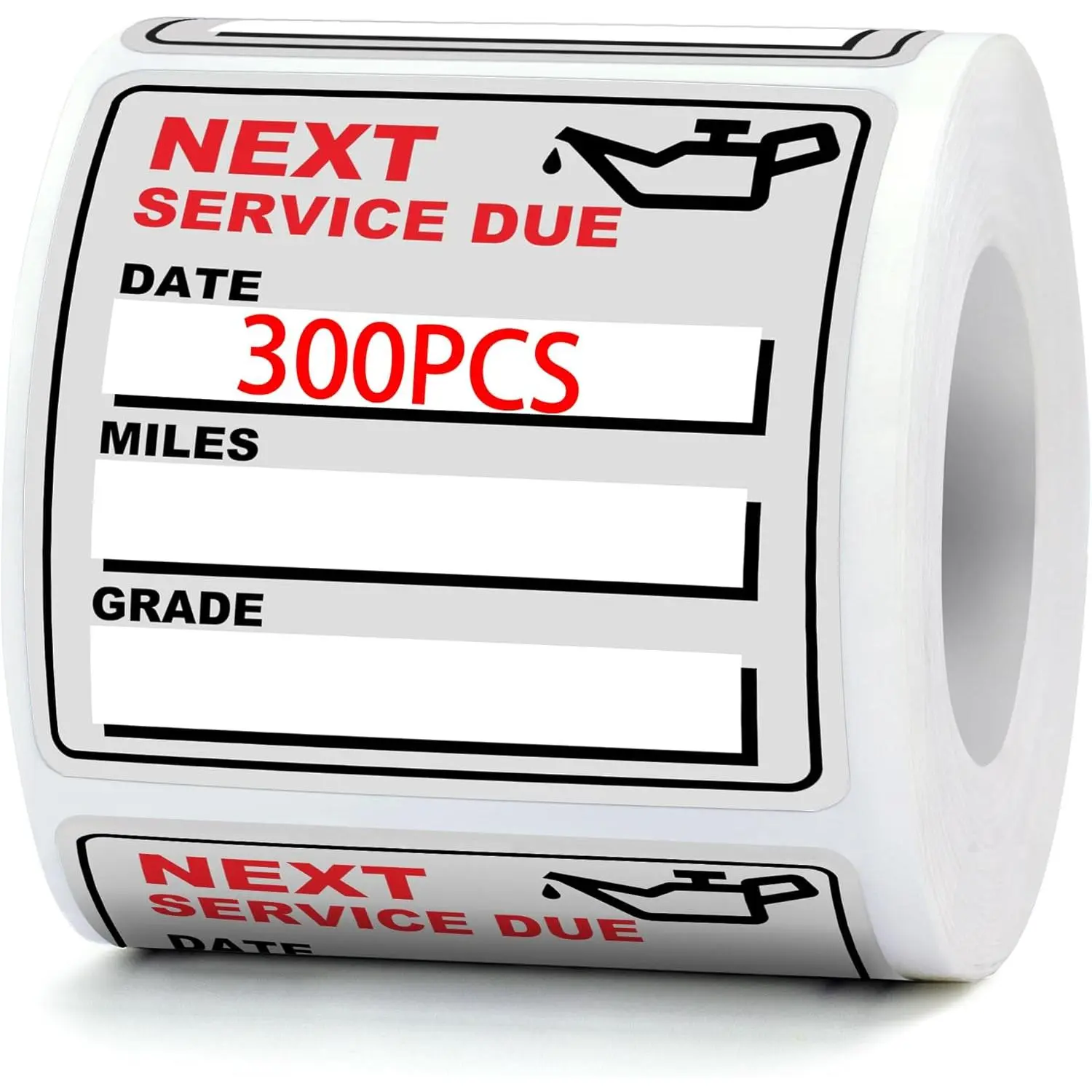for Oil Change Stickers Vinyl 300 count 2”x 2” Service Black Stickers, Next Service Due Reminder Sticker Labels, Easy to Write , Easy to Peel with No  (White)