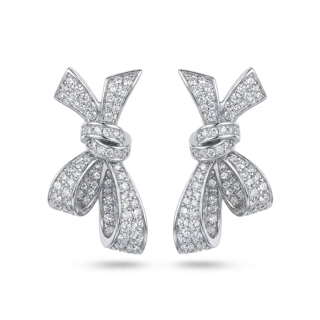 Sparkly Bow Earrings - Non-Tarnish Costume Jewelry, Funky Unique Romantic Whimsical Accessories, Perfect Gift for Women style