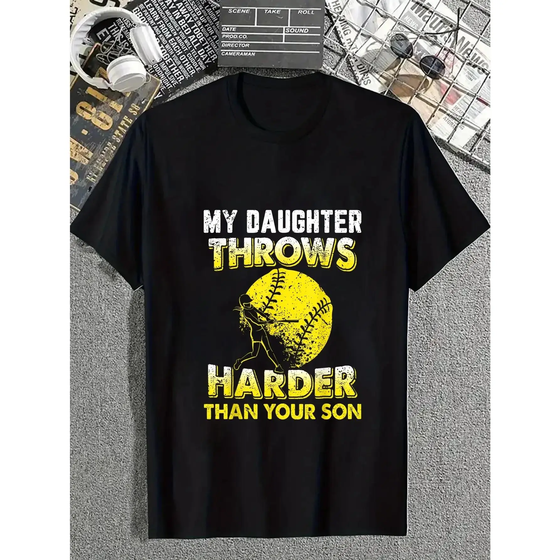 Funny Softball Dad Shirts My Daughter Throws Harder Tees T-Shirt