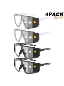 4 Pairs Value Pack Photochromic Large Frame Fashion Sunglasses Set, Essential for Outdoor Activities, Perfect Gift Choice, Stylish Sunglasses