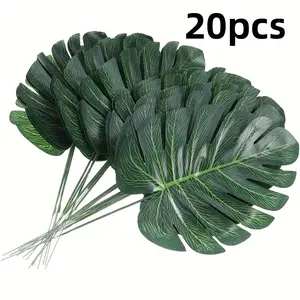 20pcs Realistic Palm Leaves, Turtle Shell Leaf Artificial Plants, Living Room Decor, Tropical Plant Style, Home Decoration Items