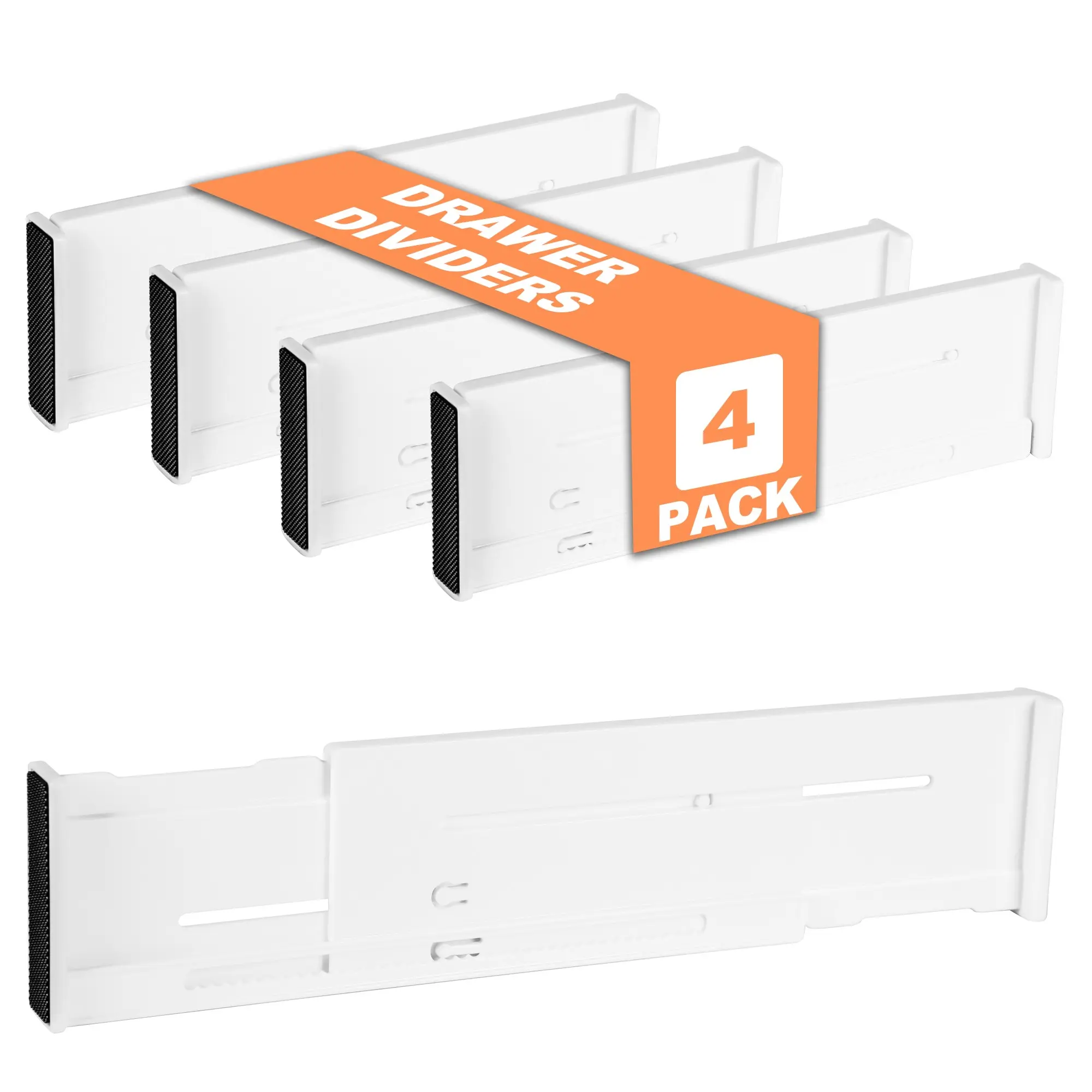 4 Piece Adjustable Drawer Divider, Clothes Organizer, Kitchen Storage, Baby Dresser Separator, 8cm High, 27-45cm Long, Back-To-School Season