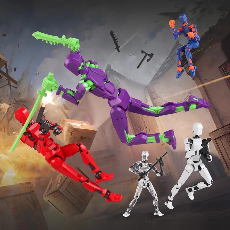 Action Doll Toy, 6-Count 3D Trend Toy Model Set, Articulating Figures, Action Figurine, Multi-Jointed Movable DIY Assembled Digital Man Figure, Realistic Desktop Decoration Ornament Handmade Grape Crystal Mochi Cute Toothed Plush