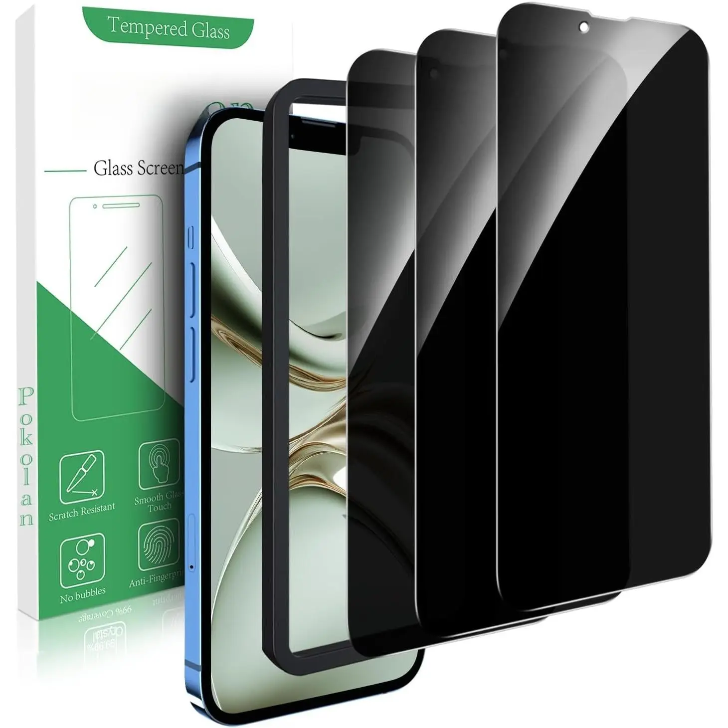 Screen Protector for  13 Pro Tempered Glass Film | Alignment Frame, Easy Installation, Anti-Scratch, Case Friendly, 9H Hardness, Anti Spy, 3 Pack