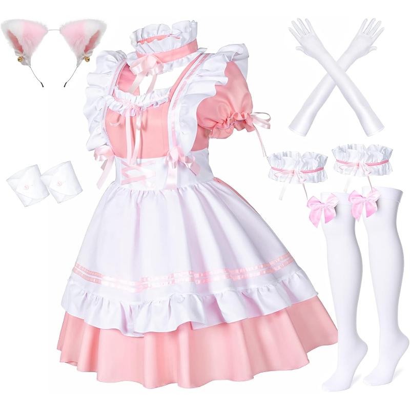 Anime style, French maid outfit, ears, gloves, socks, arm cuffs, thigh cuff set. Black and pink. Sizes S-XXXL cosplay Dress up toys toytok - TikTok Shop Anime style, French maid outfit, ears, gloves, socks, arm cuffs, thigh cuff set. Black and pink. Sizes S-XXXL cosplay Dress up toys toytok - TikTok Shop