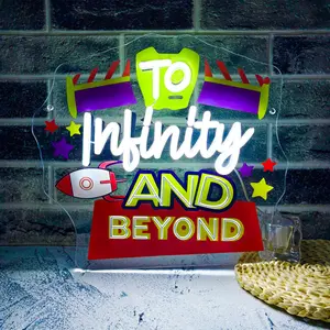 "To Infinity" Inspirational Quote Light-Up Sign — "Beyond Infinity" Encouraging LED Neon Light. USB-Powered; an ideal gift for students or friends, perfect for decorating bedrooms and living rooms.