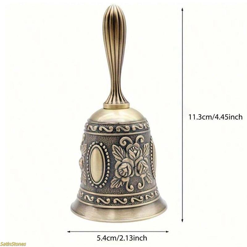 Elegant Polished Brass Handbell—a classic, traditionally designed decorative bell, perfect for weddings, parties, holidays, and various ceremonial celebrations. Meticulously crafted from high-quality, durable metal, this handbell makes an ideal gift for h