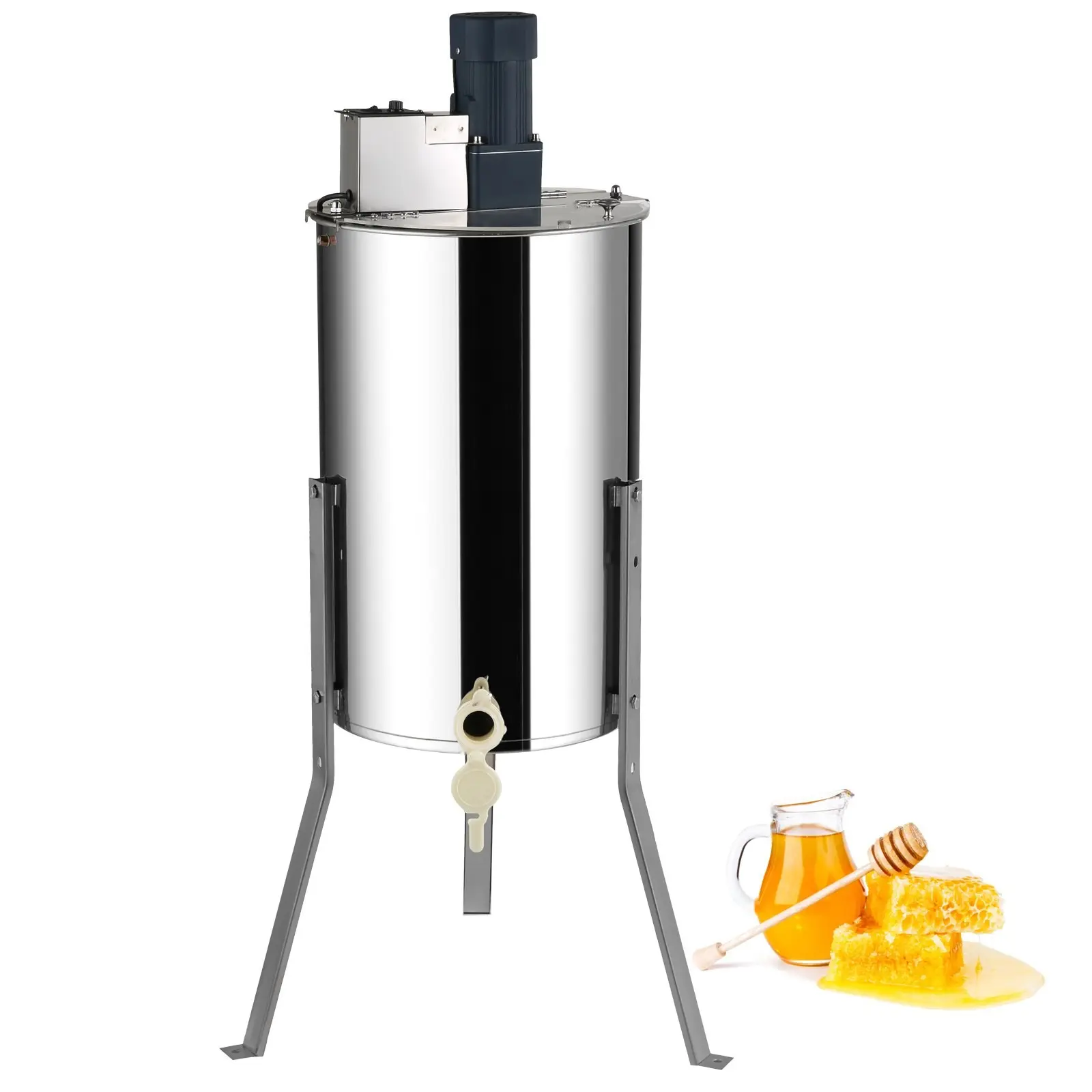 Electric Honey Extractor For Beekeeping, 2/4-Frame Stainless Steel Spinner, Apiary Centrifuge Equipment With Height Adjustable Stand And Lid, Honeycomb Drum Spinner For Efficient Honey Harvesting