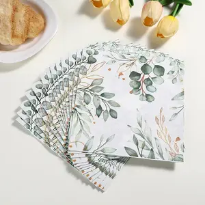 Eucalyptus Green Leaves Paper Napkins Decoupage Botanical Wedding Bridal Baby Shower Party Supplies DIY Table Decor Cumpleaños