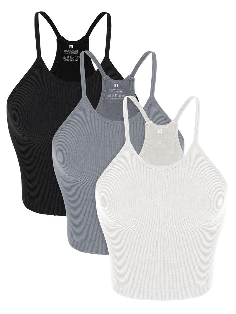Women's Solid Wireless Athletic Fitted Sports Bra, Breathable Comfortable Sports Top for Yoga Gym Workout Tennis Pickleball, Ladies Sportswear Clothing for All Seasons, Solid Basic Bra, Sports Crop Top