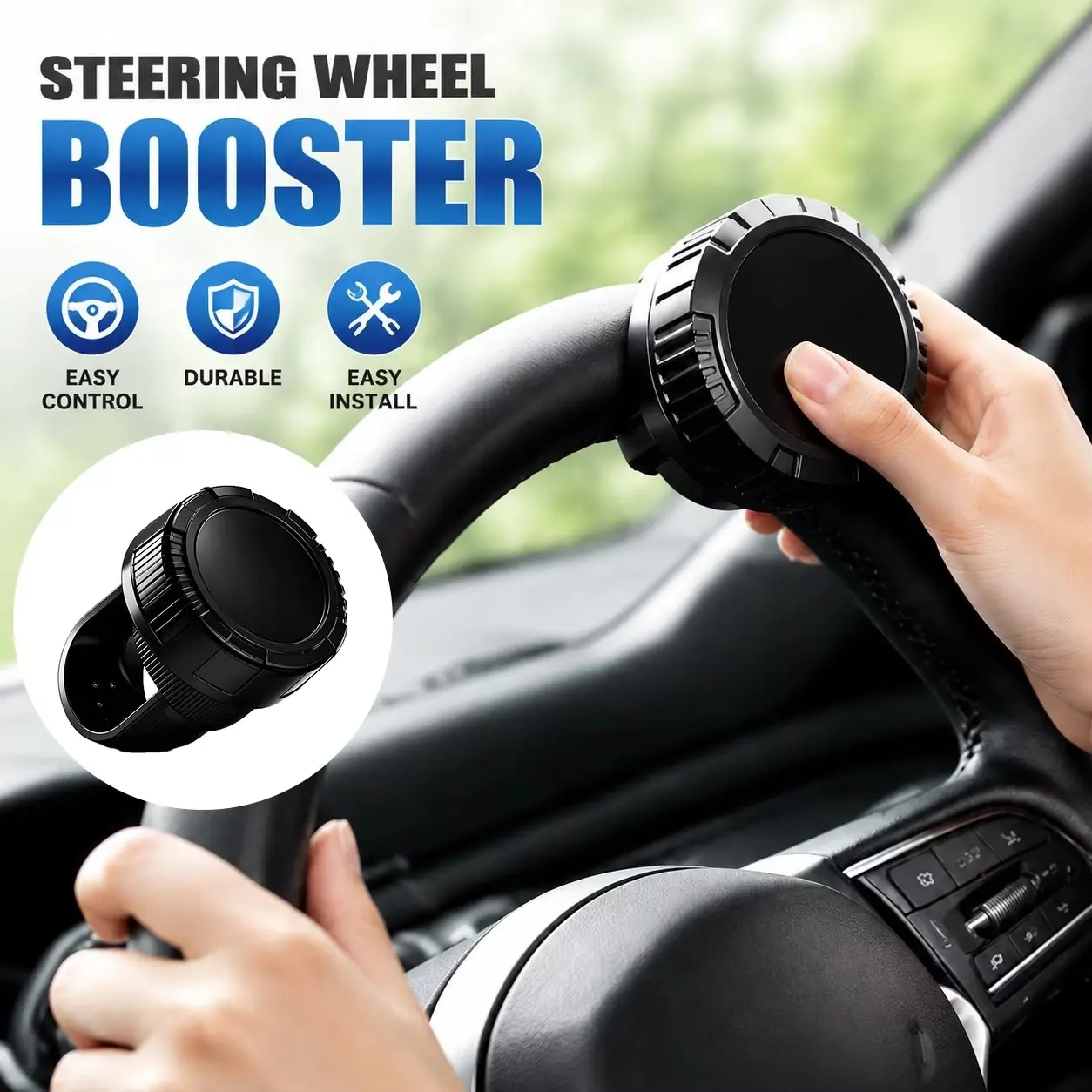 Car Steering Wheel Spinner Knob One Hand Turning Assist Grip Hand Control Auxiliary Booster Ball Rotating Handle Driving