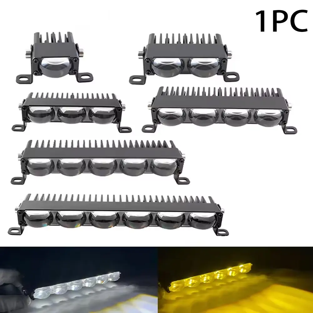 Single Row Dual Color White Yellow LED Light Bar, Led Work Lights, 1-6 Lens Optional 3570 Chip High Bright Spot Pod Light, 9-36V Wide Voltage External Driver, Waterproof Offroad Driving Fog Lamp Universal for Motorcycle ATV UTV SUV Truck Tractor Excavator
