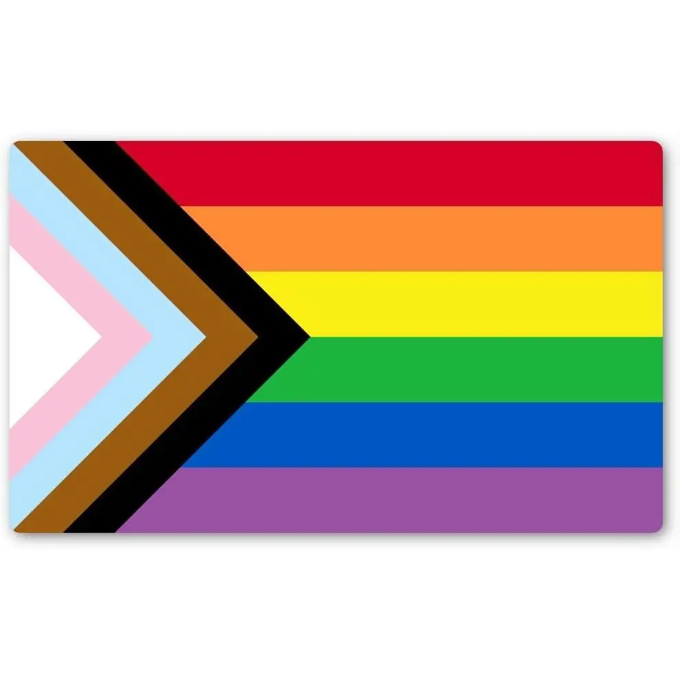 Progress Pride Rainbow Flag Sticker Show Your Love for The LGBT Family with This Vinyl Decal on Your Laptop, Car Bumper, or Hydro-Flask (3 X 5 Inch)