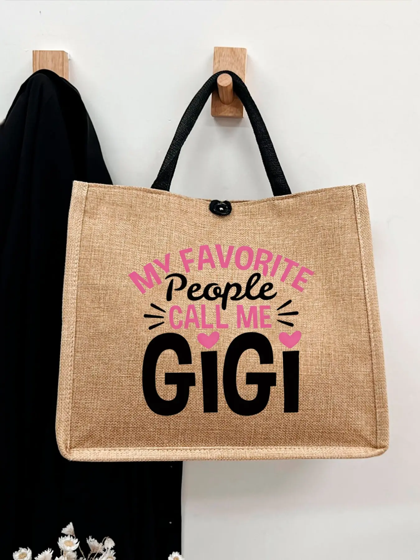 Linen Letter Print Tote Bag, Reusable, Personalized Gift Bag, Large Capacity, Suitable for Weddings, Birthdays, Beaches, Holidays