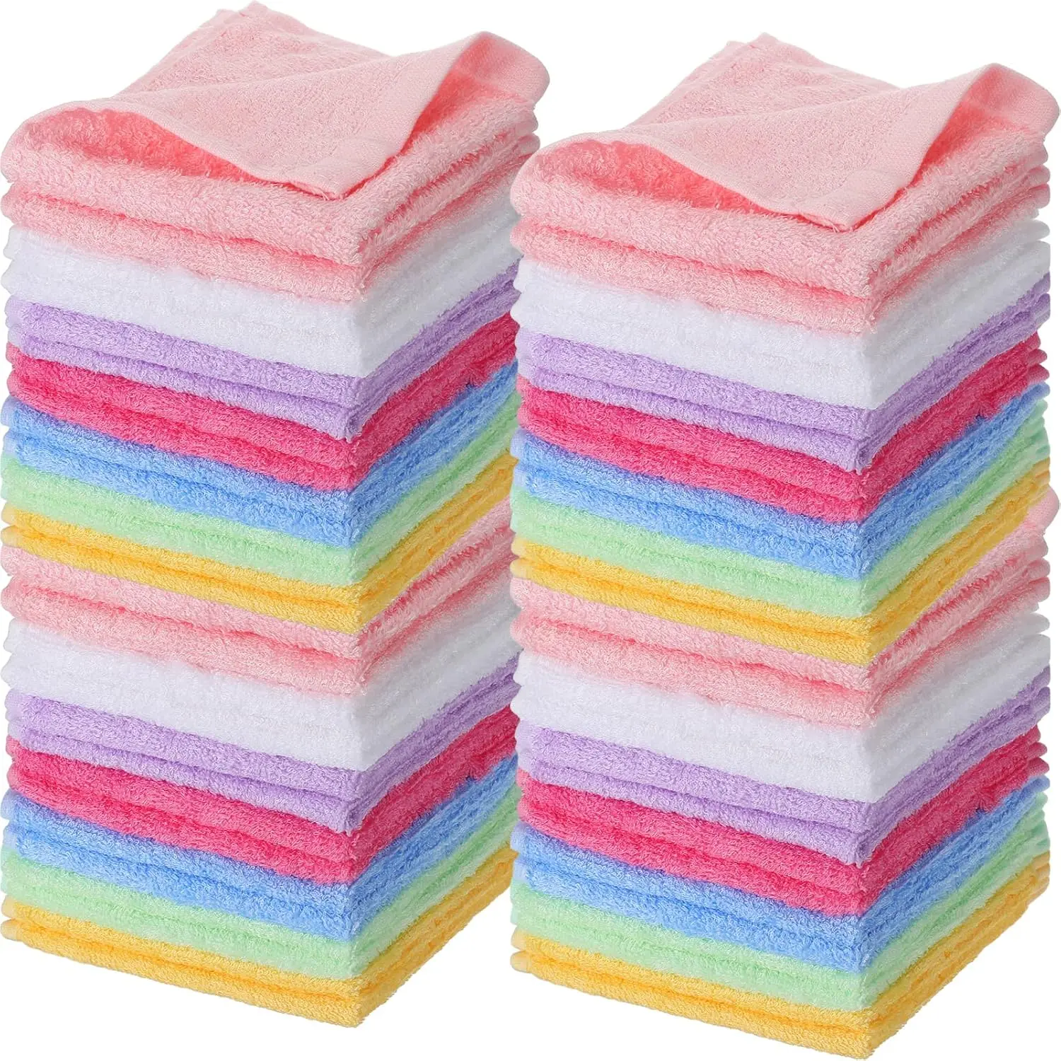 40 Pcs Wash Cloth Bulk Cotton Bath Hand Face Washcloths Soft Quick Drying Towel for Women Bathroom Washing Body Viscose Fiber Multipurpose Fingertip Rags(Multicolor,10 x 10 Inch)