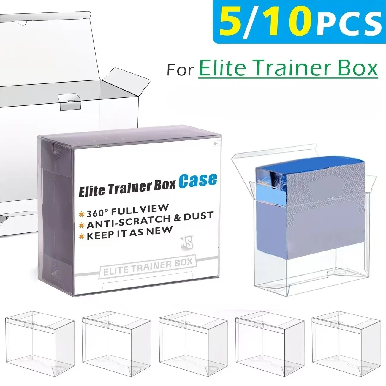 0.5 PET plastic protector box suitable for Elite Trainer Boxes; for card collectors, Trading Card Storage, Tcg Storage