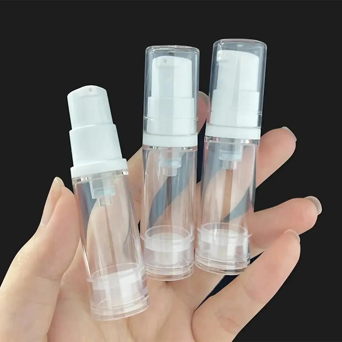 3pcs Transparent Airless Pump Bottles for Lotion and Foundation | Refillable, Leak-Proof, Plastic Travel Containers
