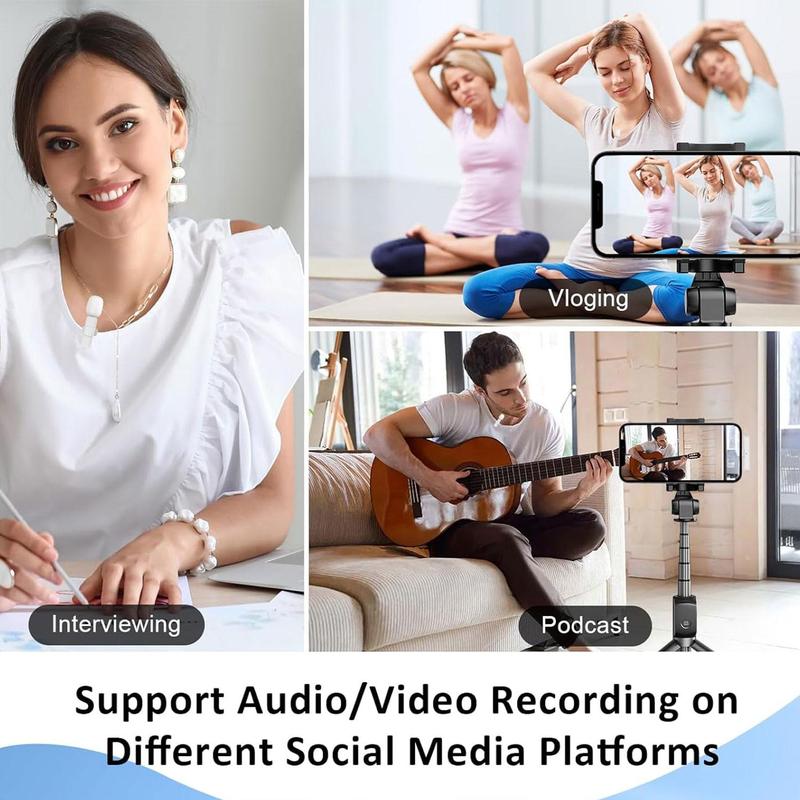 Professional Wireless Lavalier Microphone, USB Rechargeable Plug-and-Play Lapel Mic for Video Recording, Teaching, Interviews and Podcasts