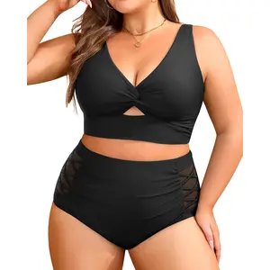 Yonique Women's Plus Size Two Piece Swimsuits - High Waisted Bikini Tummy Control Bathing Suits Twist Knot Swimwear DealsForYouDays