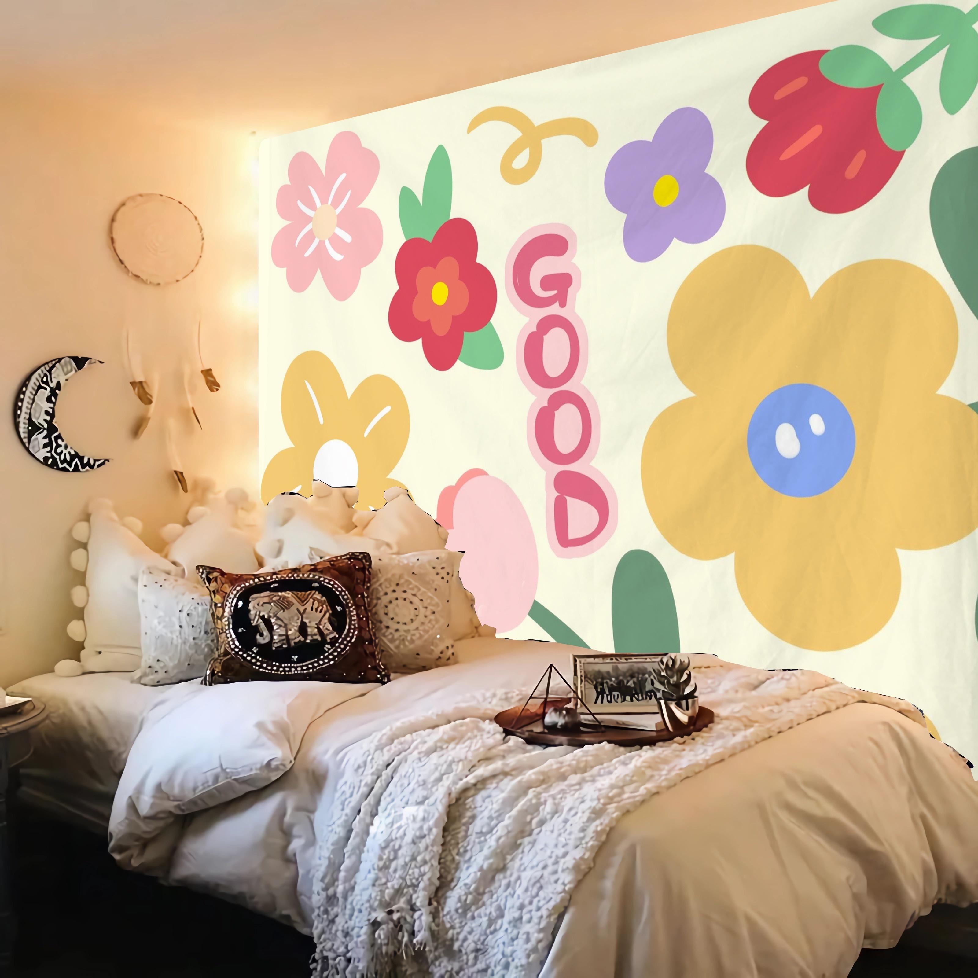 1pc "Light and breathable flower-patterned cotton velvet tapestry, suitable for elegant and simple room decoration with a beautiful and artistic touch. It is a lovely and environmentally friendly fabric background for birthday party decorations." funny