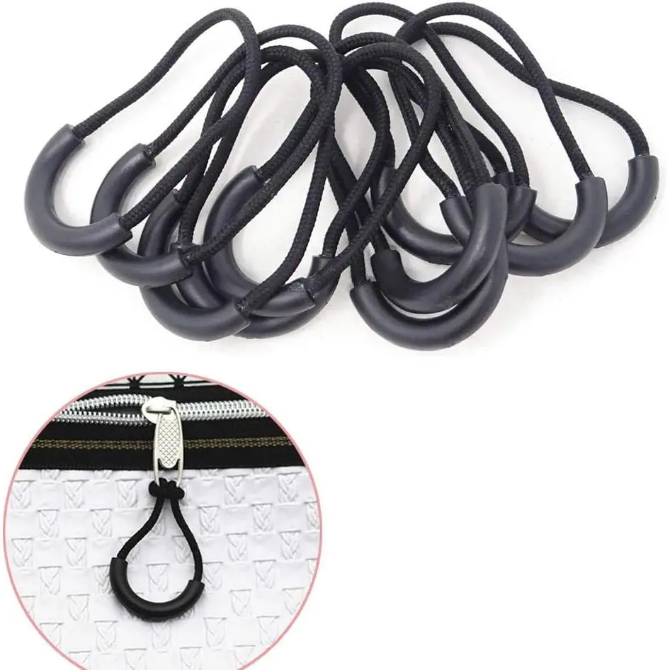 Luckycivia 60 count Heavy  U Shape Nylon Zipper Pulls - Zipper Tags & Extension  for Cord, Backpacks, Jackets, Traveling Cases, Luggage, Purses, Handbags
