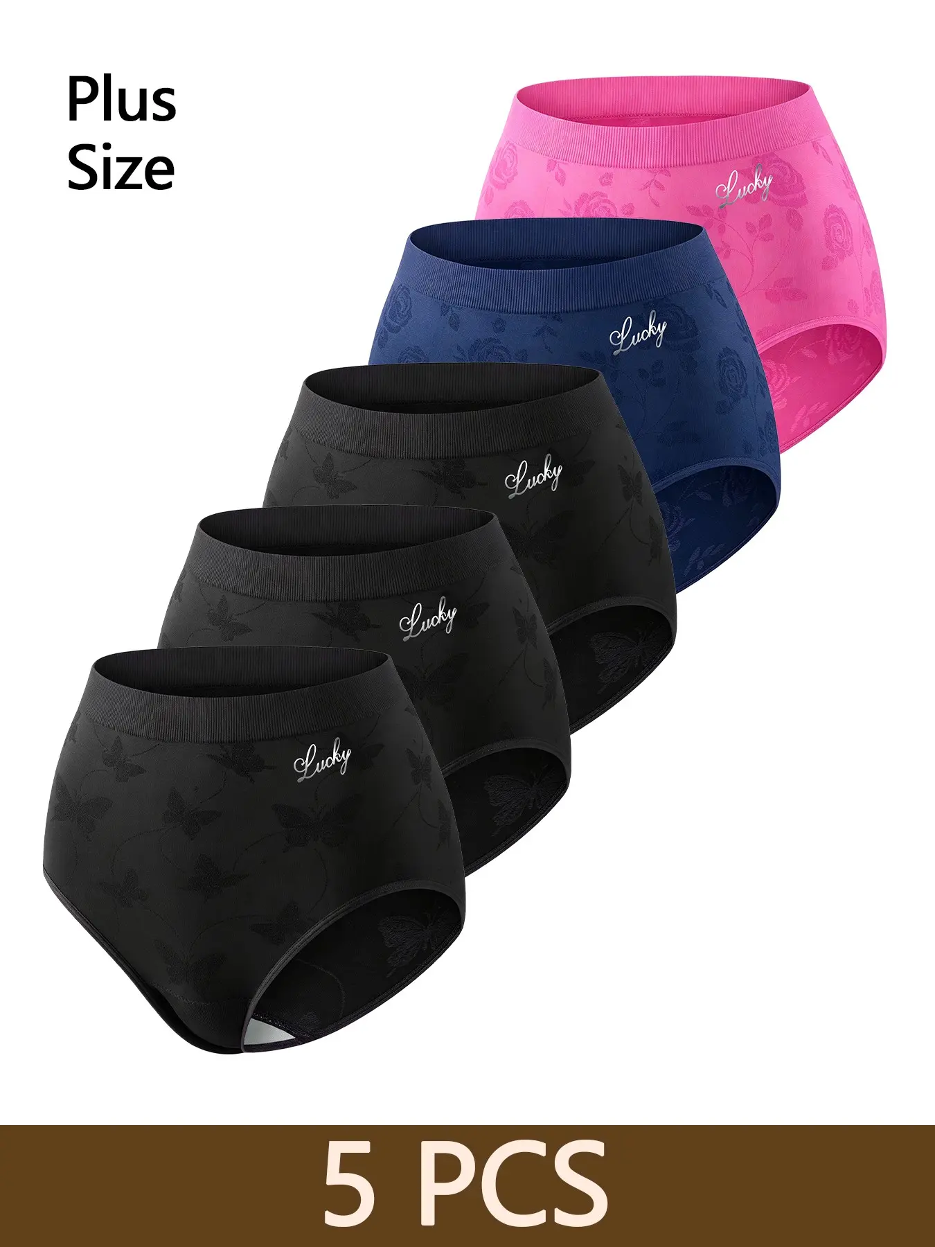 2-Pack/large Size Mid-Waist Underwear Set, Soft Stretch Printed Women's Briefs, Casual, Breathable Invisible, Sizes 1xl-5xl