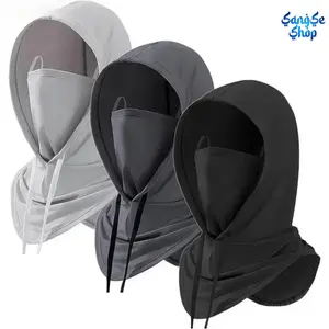 3-Pack Hooded Balaclava Ski Masks, Lightweight Cooling Face Cover, Breathable UV Protection Sun Shield, Adjustable Drawstring Fit Biker Style Balaclavas for Motorcycle Riding, Skiing, Cycling, Outdoor Sports & Everyday Protection