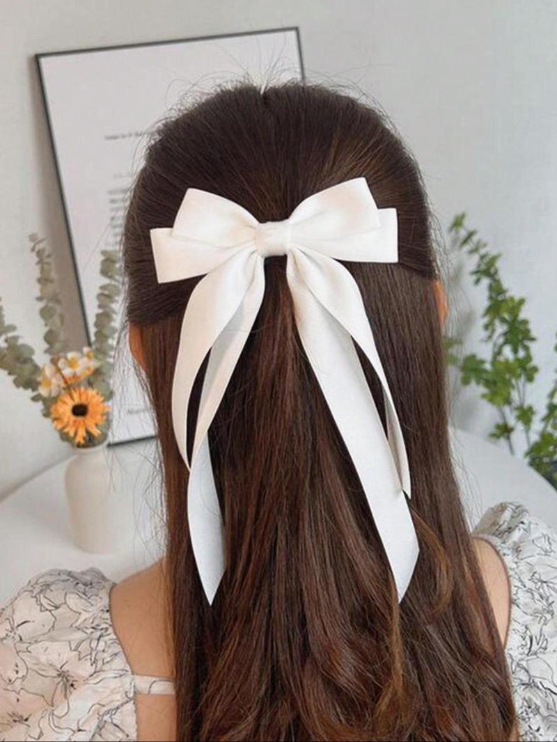 Women's Elegant Trendy Bowknot Decorated Hair Clip, Simple Style Plain Color Hair Clip, Fashionable Hair Accessories for Daily & Party Decoration for Women