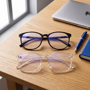 Unisex Oval Glasses - 2-Pack Black and Transparent Full-Frame Frames, Glasses, Tech Accessories, Women's Accessories, Computer-Use Gift