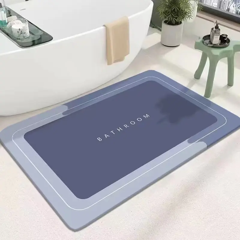 Letter Pattern Bathroom Mat, Non-slip Absorbent Bath Mat, Soft Diatomite Bath Mat for Home Bathroom