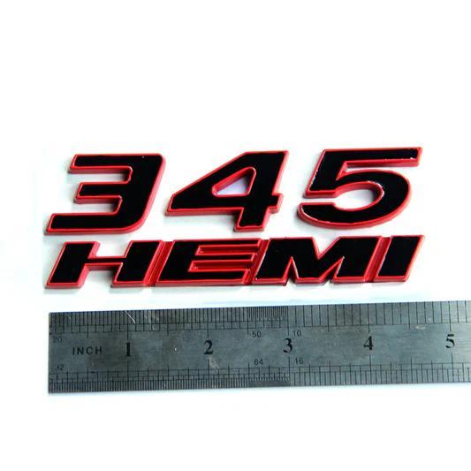 2-Piece Car Side Emblem Sticker Set, 345 Decals, Compatible with Dodge Challenger, Charger, and RAM 1500 (Black/Red)