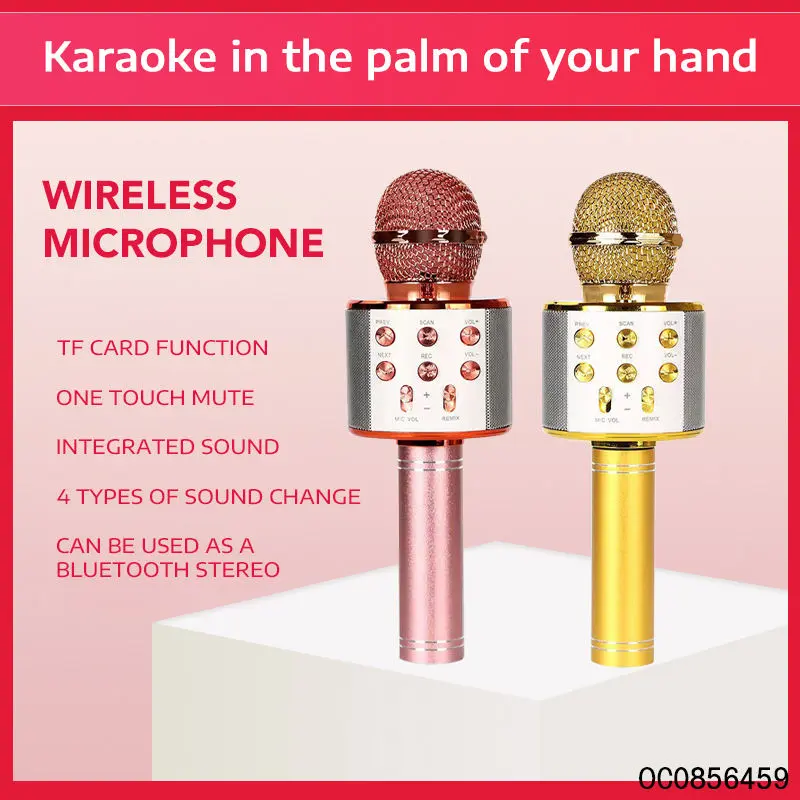 Karaoke Microphone with Bluetooth, Echo Effect, Built-in Speaker - Rechargeable Battery, Portable, TF Card Compatible, Unisex for Birthday, Party, Festival Gifts - Works with iPad, Tablet, Android Phone (Kids)
