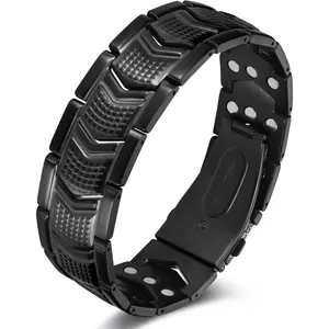 Titanium Steel Magnetic Bracelet for Men, 3800 Gauss Magnets, Adjustable Fashion Jewelry Gift for Him