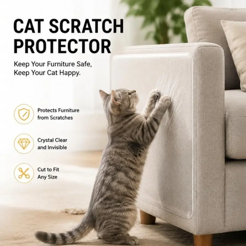 8-Piece Anti-Cat Scratch Furniture Protectors - Sofa Scratch-Guard Film