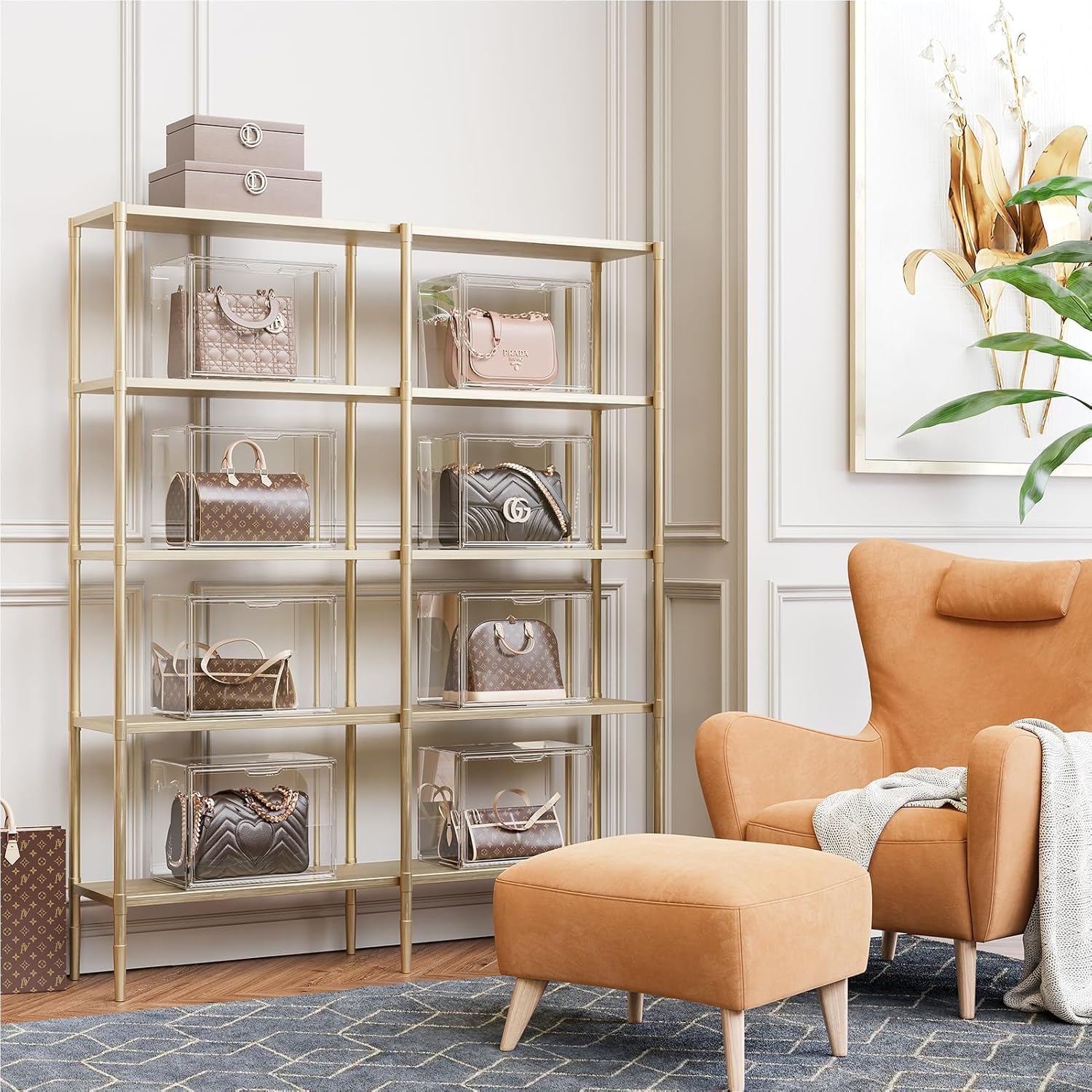 3Pack Clear Plastic Handbag Storage Organizer for Closet, Display Case for Handbag and Purse, Purse Organizer for Closet with Door for Book, Toys, Hat 3Pack Clear Plastic Handbag Storage Organizer for Closet, Display Case for Handbag and Purse, Purse Organizer for Closet with Door for Book, Toys, Hat