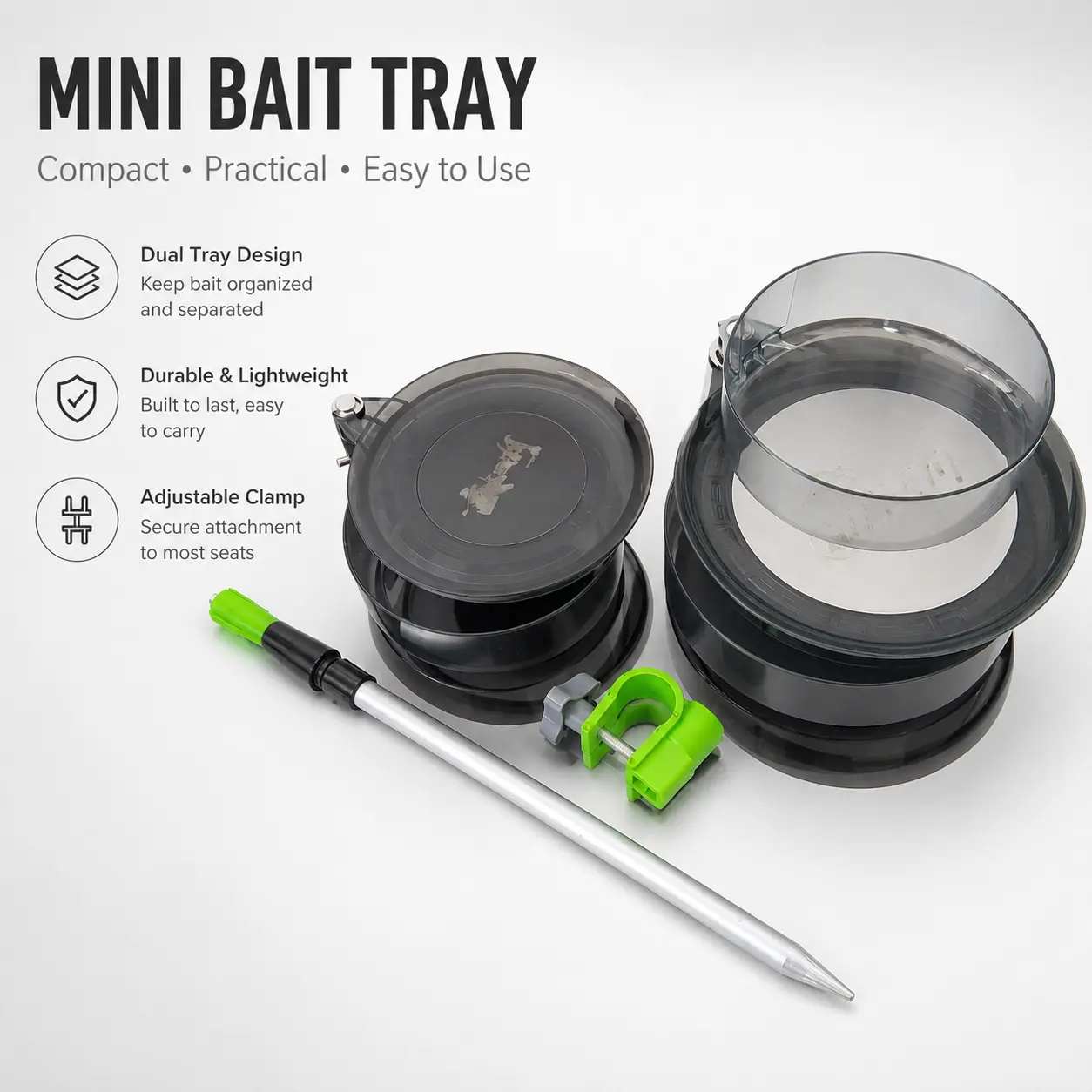 Compact Magnetic Fishing Bait Tray with Reinforced Plastic Construction – Portable Ground-Insertable Bait Organizer for Anglers, Compatible with Fishing Chairs and Outdoor Use