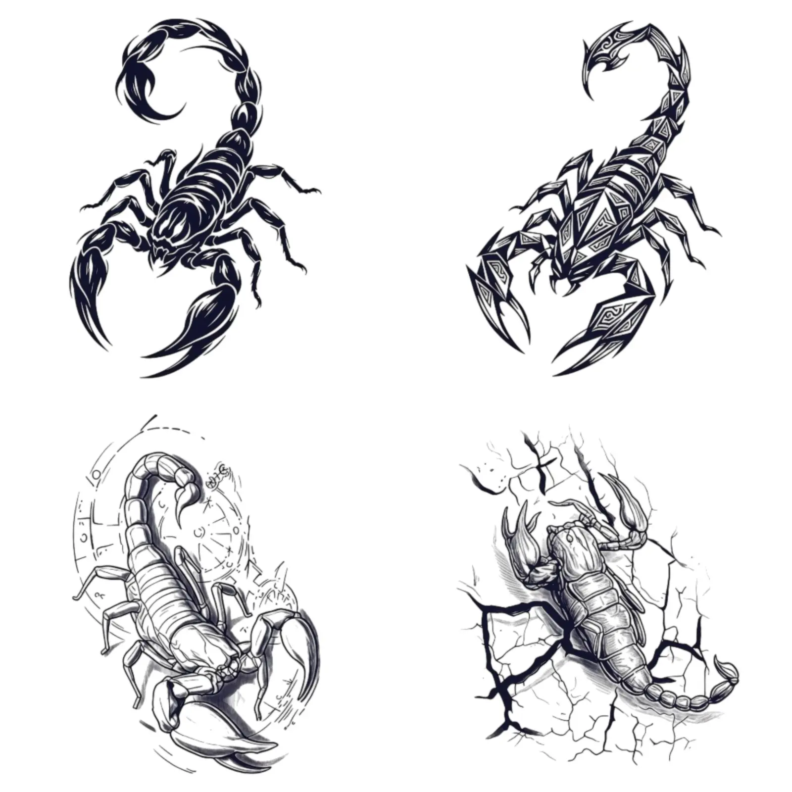 Poison scorpion semi permanent tattoo waterproof lasting 7-15 days Japanese style hand back herbal temporary tattoo sticker 8 * 10cm Hand Back Water Transfer Printing Process