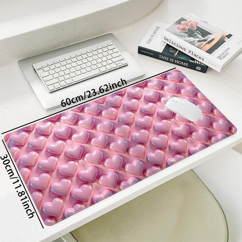 Heart Pattern Mouse Pad, Rectangle Gaming Mouse Pad, Office Desk Keyboard Mat for Home Office Game Room Desk, Cute Desk Accessories